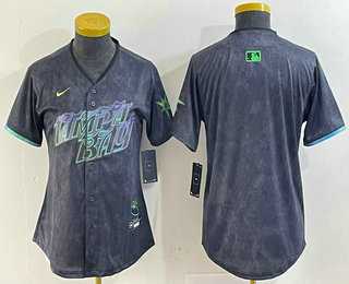Women%27s Tampa Bay Rays Blank Charcoal 2024 City Connect Limited Stitched Jersey